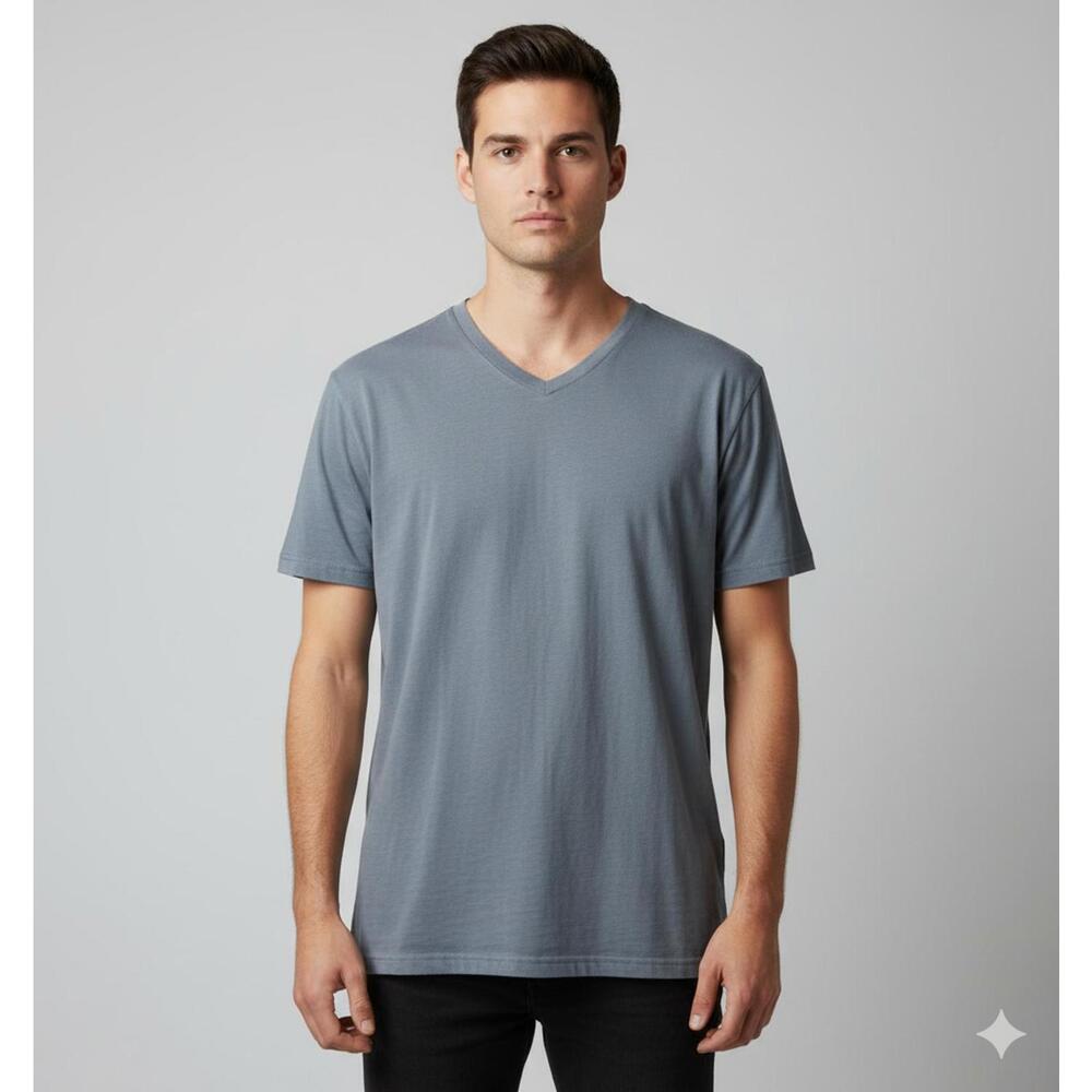 Fresh Clean Threads V-Neck Crew Neck Tee - 2 Pack (Gray & White)